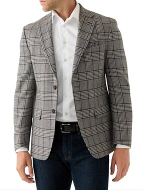 TALLIA Black & Gray Glen Plaid Sport Blazer